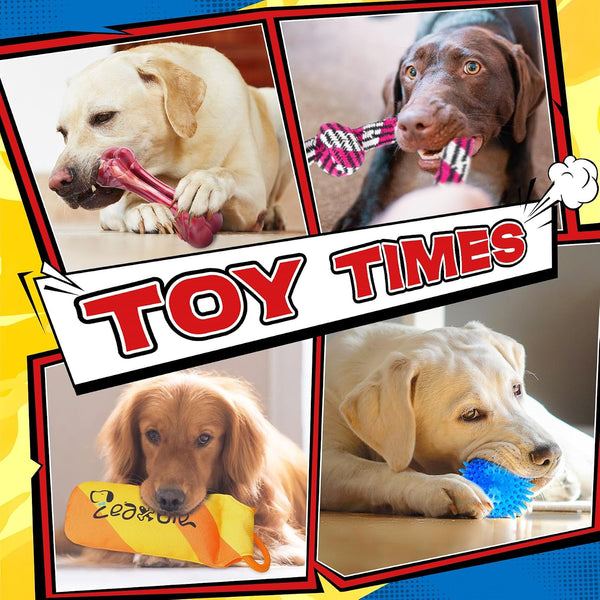 Zeaxuie 12 Pack Heavy Duty Various Dog Chew Toys Pack for Aggressive Chewers - Includes Large Rope Toy, Squeaky Toys & Indestructible Chew Bone for Medium, Large & X-Large Breeds Dogs6