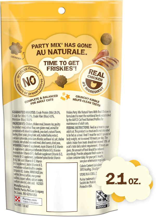 Purina Friskies Natural Cat Treats, Party Mix Natural Yums with Real Chicken & Vitamins, Minerals & Nutrients - (Pack of 10) 2.1 Oz. Pouches7