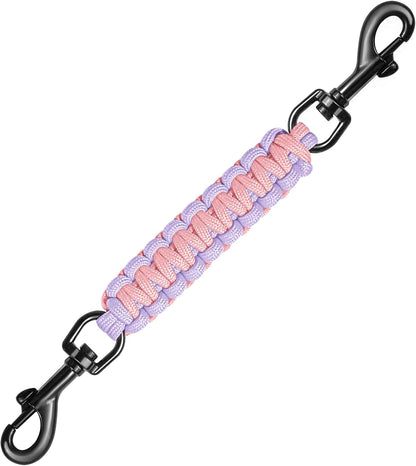 Dog Collar Safety Clip with Dual Clasps,Handmade Backup Safety Strap for Dog Harness, Collars and No Pull Harness Connectors (Pink & Light Purple)1