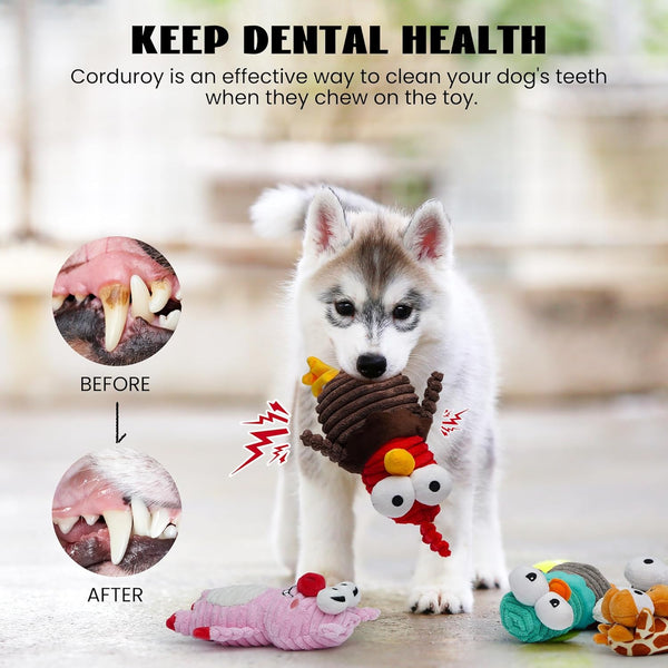 Nocciola 5-Pack Squeaky Dog Toys, Durable Stuffed Critter Zoo Dog Toys with Unique Squeak Sounds to Keep Dogs Busy, Puppy Toys for Small, Medium, and Large Dogs | 5-Pack Durable Critter Zoo Dog Toys to Keep Them Busy, Puppy Toys for Small, Medium, and Large Dogs7