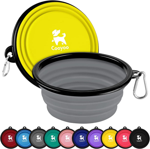 COOYOO Collapsible Dog Bowl,2 Pack Collapsible Dog Water Bowls for Cats Dogs,Portable Pet Feeding Watering Dish for Walking Parking Traveling with 2 Carabiners12
