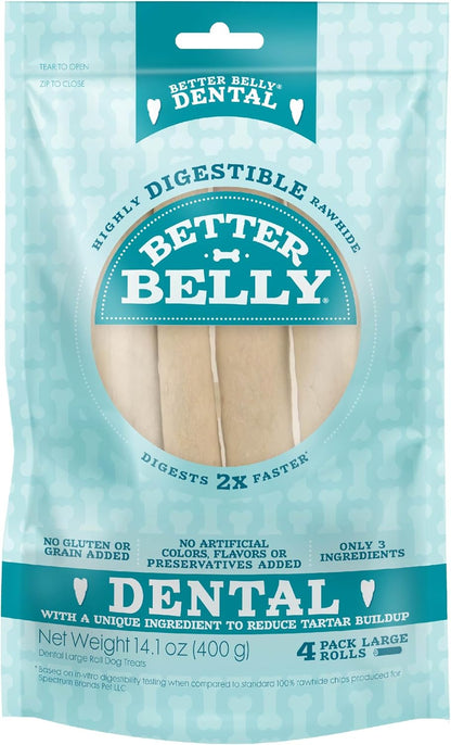 Better Belly Highly Digestible Rawhide Dental Chews, Treat Your Dog to a Chew with NO Artificial Colors or Flavors, 10 Count6