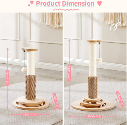 Made4Pets Cat Scratching Post for Indoor Cats with Self Groomer, 23" | Cat Scratcher with Natural Sisal Rope, Stable Base and Interactive Ball Track, Cat Toys for Kittens and Small Indoor Cats3