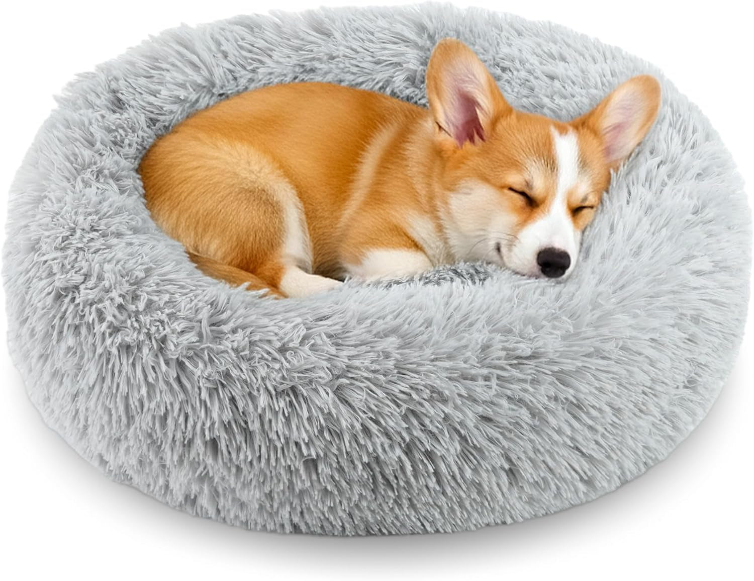 calming-donut-dog-and-cat-bed-for-indoor-cats-anti-anxiety-round-fluffy-soft-washable-small-pet-bed-for-puppy-and-kitten-warming-comfortable-luxury-anti-slip-waterproof-mute-base-20in-gray