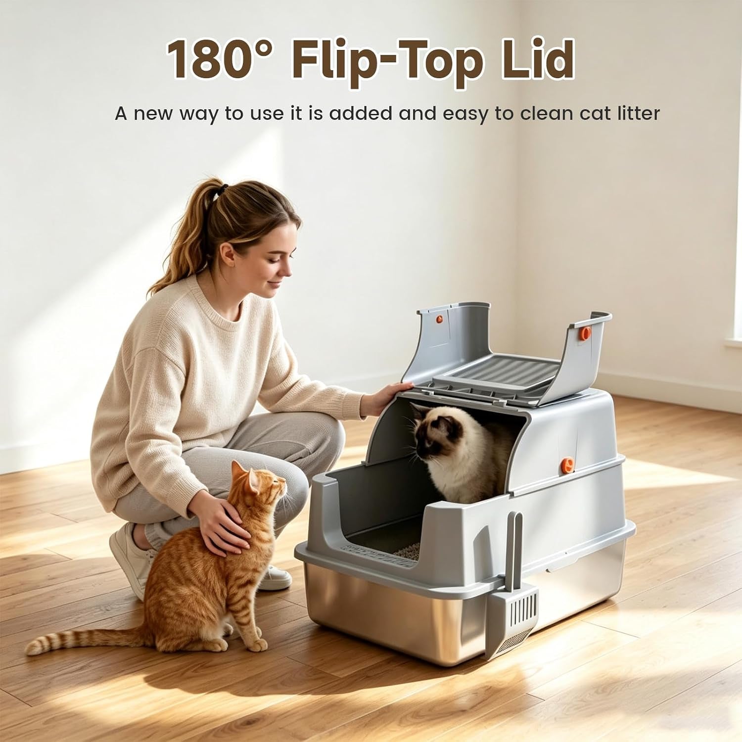 enclosed-stainless-steel-litter-box-xl-covered-metalpan-includes-mat-scoop-easy-cleaning-anti-urine-leakage-non-sticky-front-entry-top-exit