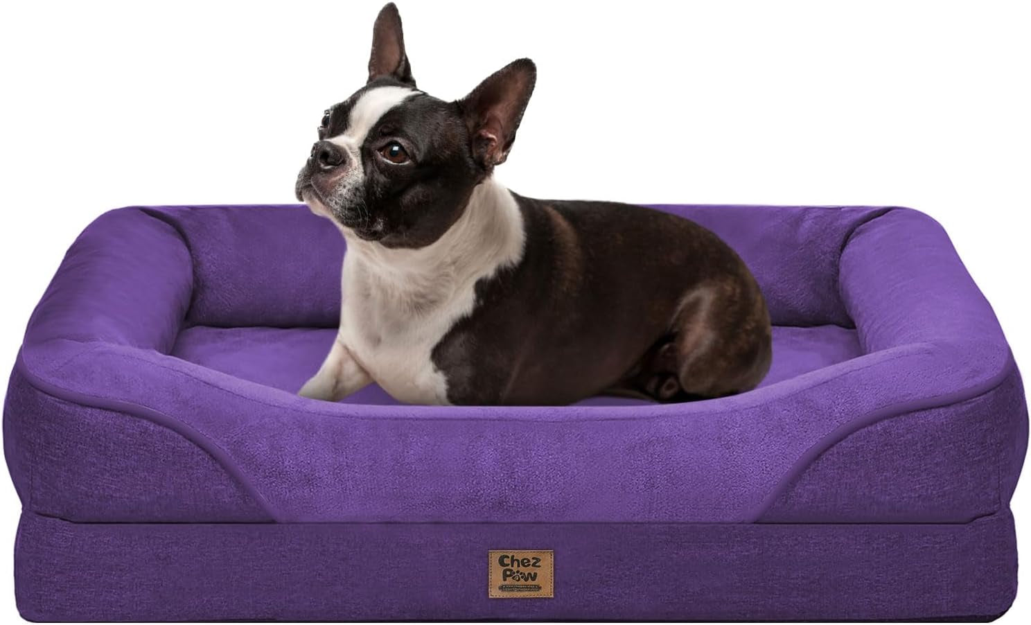 chez-paw-waterproof-orthopedic-xl-dog-bed-for-large-and-extra-large-dogs-egg-crate-foam-4-sided-bolster-support-waterproof-liner-non-slip-bottom-machine-washable-cover-42-x-30-inch