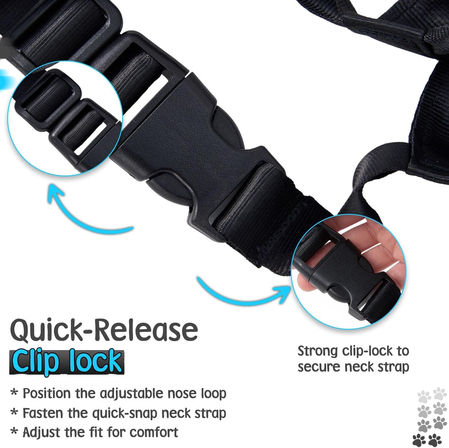 gentle-leader-for-dogs-2x-free-training-clicker-essential-gentle-leader-gentle-leader-with-quick-snap-neck-strap-nose-loop-bonus-clickers-with-wrist-strap-for-leash-training-no-pull-harness