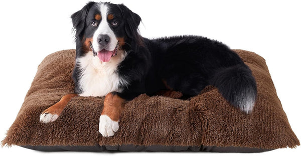 EHEYCIGA Fluffy Dog Crate Bed for Extra Large Dogs, Plush Faux Fur Pad, Calming anti Anxiety XL Bed for Crate, Washable Soft Warm Dog Mat with Non-Slip Bottom, Grey69