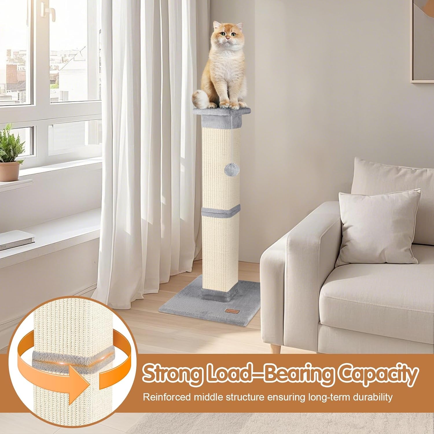 cat-scratching-post-33-inch-for-indoor-cats-high-cat-scratch-post-grey-cat-tree-for-full-body-stretching-protect-your-furniture