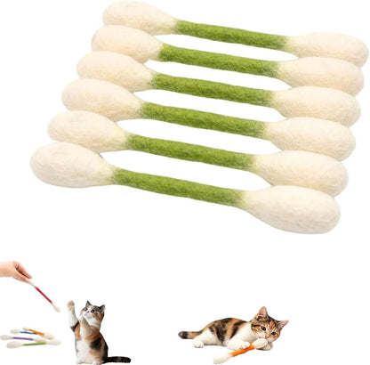 Ledeng Cotton Swabs Cat with Catnip, Swabs Catnip Toys Set of 6 Soft Plush Kicker Toys, Sturdy Teething Chew Toy (B)8