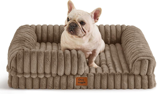 Chixnuggle Orthopedic Dog Bed, Washable Cover, Faux Fur Bolster Pet Couch | Waterproof,Egg Crate Foam,Non-Slip Bottom,For Small Medium Dogs,Dark Grey,30*24*7,Dog Sofa,Puppy Bed39