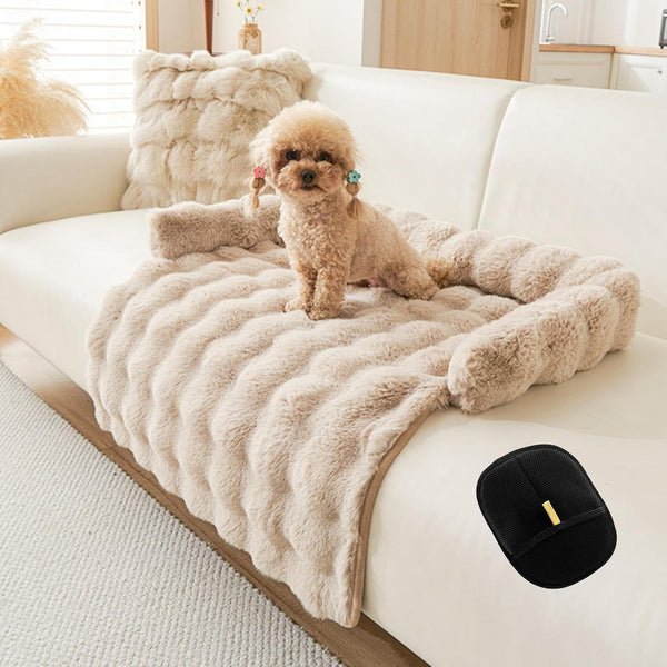 Dog Couch Bed for Dogs & Cats (29.5"X29.5"), Washable Plush Dog Bed for Couch with Bolster, Non-Slip Bottom, Furniture Protector for Sofa, Bed & Car Seat1