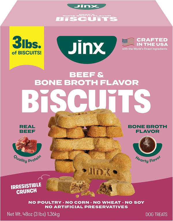 Jinx Dog Biscuits, Oven-Baked Dog Treats with Salmon Bone Broth, 16Oz | 1-Pack Crunchy & Healthy Dog Treat, Superfood-Rich with Real Salmon, Dog Cookies for Puppies, Adults & Senior Dogs16