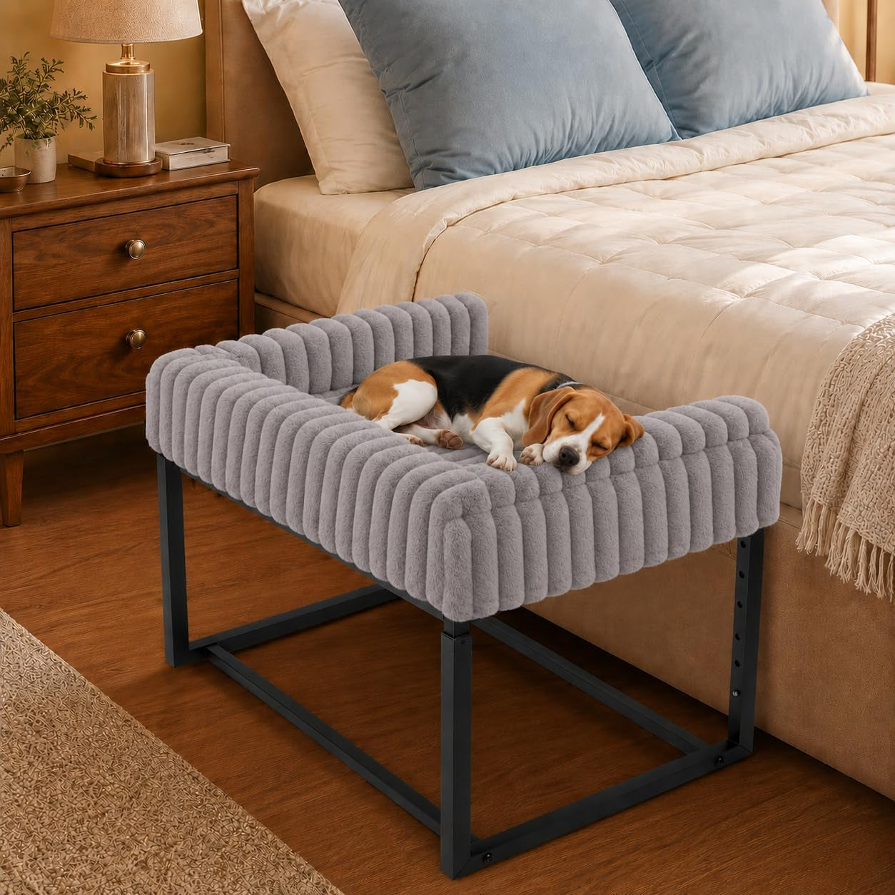 bedside-dog-bed-adjustable-elevated-bunk-lounge-dog-bed-attach-to-human-bed-dog-cats-window-perch-25x18-metal-frame-pet-bedside-co-sleeper-with-thick-supportive-cushion-mattress-washable-cover