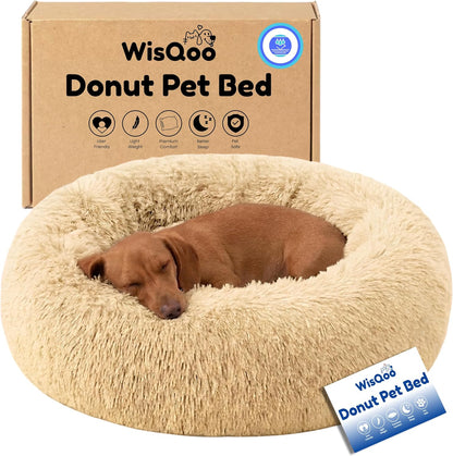 Calming Donut Dog Bed – Faux Fur Anti-Anxiety Pet Bed with Removable Washable Cover & Water-Resistant Liner – Plush Fluffy round Nest, Non-Slip Bottom for Dogs & Cats – Small, Grey9