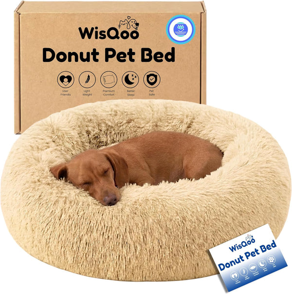 Calming Donut Dog Bed – Faux Fur Anti-Anxiety Pet Bed with Removable Washable Cover & Water-Resistant Liner – Plush Fluffy round Nest, Non-Slip Bottom for Dogs & Cats – Small, Grey9