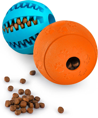 HIPPIH Dog Puzzle Toy 2 Pack, Interactive Dog Toys for Treat Dispensing, Durable Puppy Toys for Teething, Dog Treat Ball for Teeth/Slow Feeder/Iq Training/Playing, Blue-2.75‘’, Green-3.14‘’11