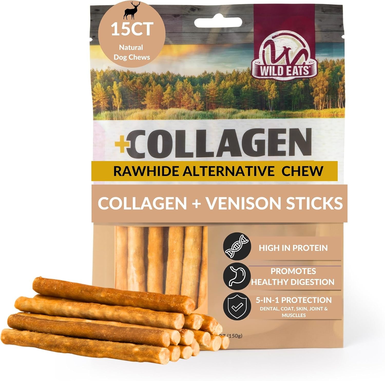 wild-eats-real-duck-collagen-bully-sticks-for-dogs-25-pack-rawhide-free-no-hide-chew-treat-made-without-grain-5-inch-size-high-protein-satisfies-natural-gnawing-urges-suits-all-breeds