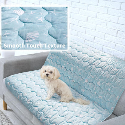NWK Dog Cooling Blanket, Q-Max>0.345, Ice Silk Cool to Touch Material, Reversible Breathable Bed Cover, Furniture Protector Couch Sofa for Summer, Machine Washable (Ocean Blue, 30'' X 40'')4