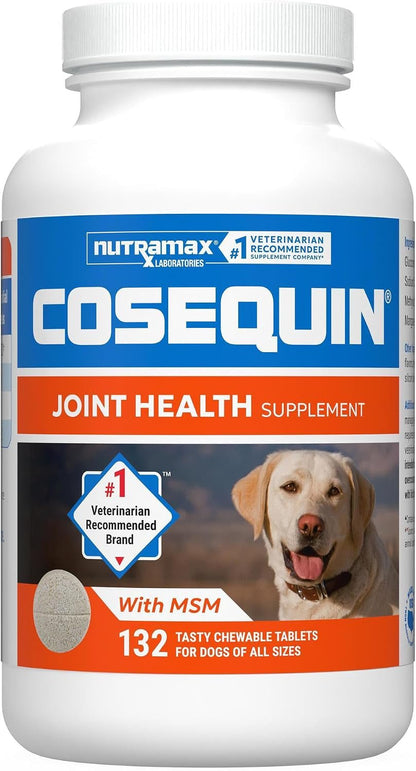 Nutramax Cosequin Joint Supplement for Dogs, Chewable Tablets, 132Ct | Glucosamine + Chondroitin for Dogs with MSM, Supports Healthy Joints, All Breeds & Sizes, All Ages1