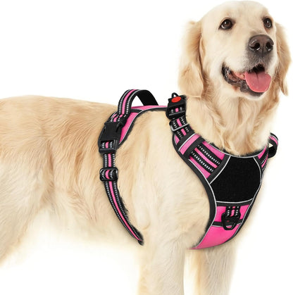 Eagloo Dog Harness No Pull for Large Dogs, Easy on & off with 3 Buckles | No Choke with Front Clip, Adjustable Fit, MOLLE System, Reflective Vest, Easy Control for Walking, Black, Large9