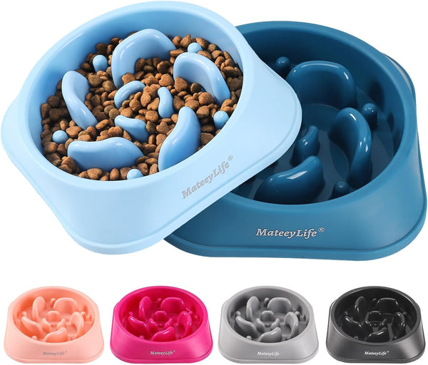 Mateeylife 2-Pack Slow Feeder Dog Bowls, 2 Cups, Dog Puzzle Feeder Bowl | Food-Contact Safe, Dishwasher Safe, Non-Slip Base, Maze Design, for Fast Eaters, for Dogs and Cats, Daily Mealtimes1