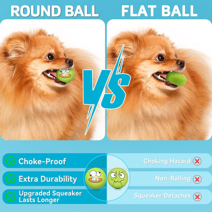 Squeaky Dog Toys Soft Latex Rubber Squeaky Dog Balls for Puppy Small Pet Dogs (8 Pack) (Round Balls)2