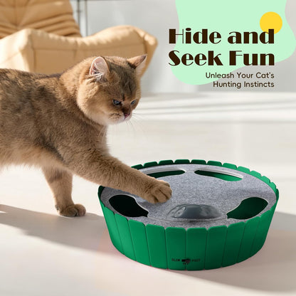Pawaboo Interactive Cat Toy with Running Mouse, Electronic Motion Cat Toy Automatic Teaser for Indoor Cats, Pop and Play Hide Seek Cat Toys Hunting Mouse for Pet Cat Kitten Play Fun Exercise, Green2