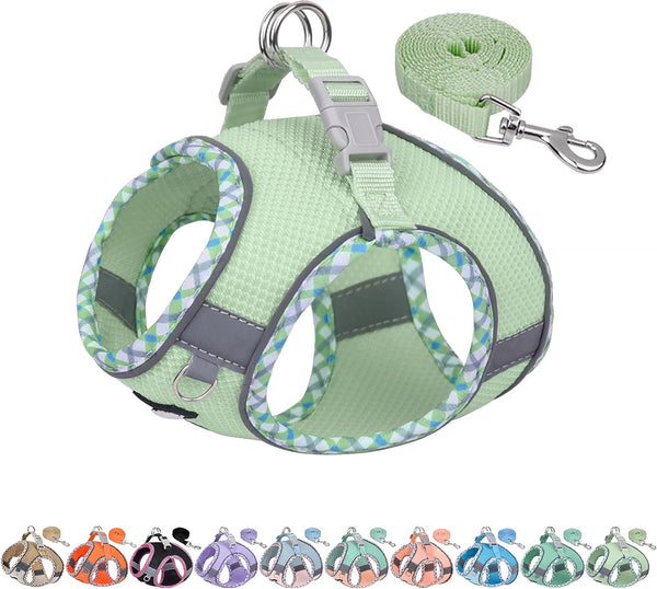 AIITLE Tiny Dog Harness - Lightweight Mesh Step-In Vest for Puppy, Reflective & Escape-Proof Design with High-Stick Magic Tape - Indoor/Outdoor Use for Chihuahua, Maltese, Shih Tzu(Brown-Beige, XXXS)16