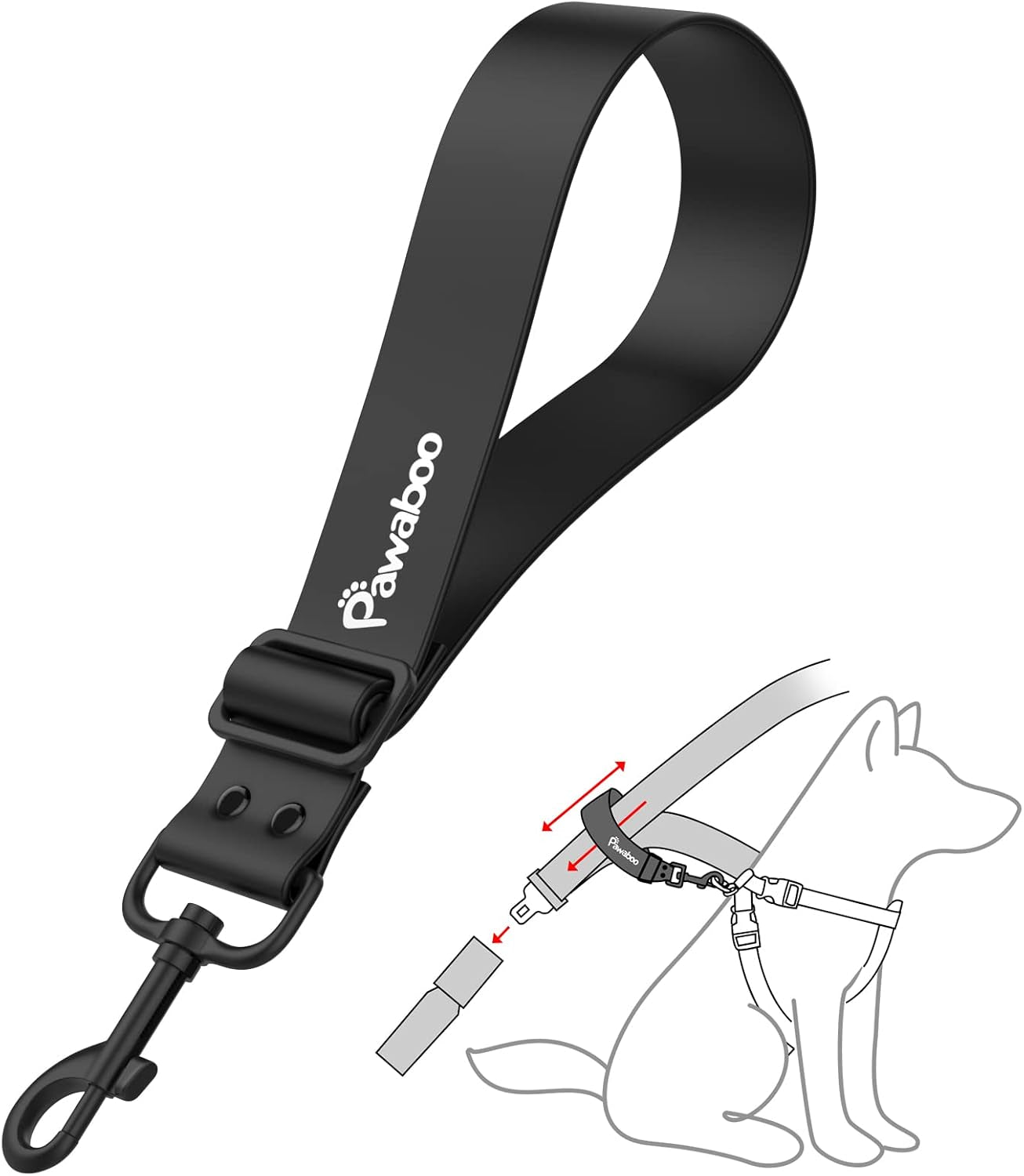 pawaboo-dog-seat-belt-for-car-with-360-hook-20-in-chew-proof-black-adjustable-nylon-pvc-dog-car-safety-restraint-dog-seat-belt-leashes-for-cars-universal-pet-safety-belts