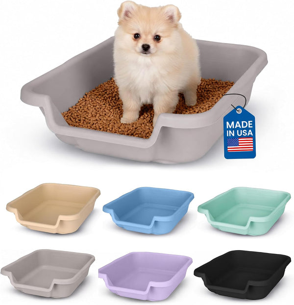 Small Gray Litter Box, Durable & Pet Safe, Open Top Entry, Comfortable for Dogs up to 6 Lbs1