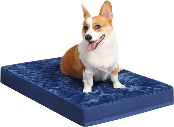 KSIIA Orthopedic Dog Bed for Large Dogs with Waterproof Lining, Grey, 35X22 | Deluxe Soft Plush Dog Crate Bed, Washable Pet Mat with Removable Cover & Egg Crate Foam for Large Dogs Sleeping & Relaxing14