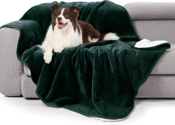 Gogobunny Waterproof Bed Blanket, Reversible Sherpa Fleece Throw Blanket for Dog Puppy Cat, Furniture Cover Protects Bed Couch Sofa from Liquid Pee and Pet Fur (Dark Purple, 50X60 Inches)38
