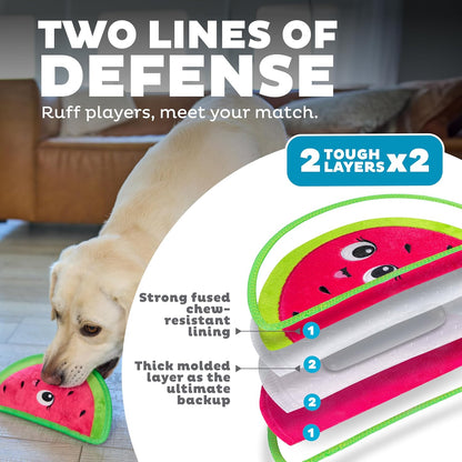 Outward Hound Tough Skinz Durable Squeaky Dog Toy with Two Tough Layers, Watermelon, Red, Medium2