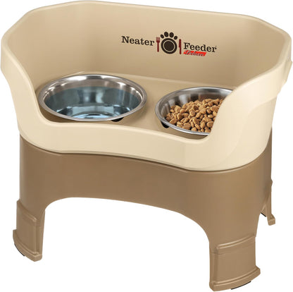 Neater Feeder Deluxe Mess-Proof Elevated Dog Bowls for Small Dogs (Up to 19 Lbs), 2 Height Adjustable (6” & 7.5”) No-Spill Raised Dog Bowl Stand, Stainless Steel Food Bowl Set, Made in USA, Cappuccino26