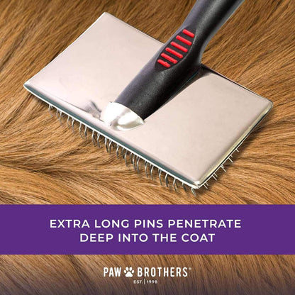 Paw Brothers Professional Grade Extra Long Slicker Brush - Ergonomic Handle, Removes Loose Undercoat and Tangles for Dogs4