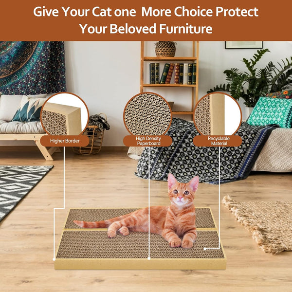 Happyfreesx Splicing Cat Scratch Pad: Cat Scratchers for Indoor Cats and Kitten, 2 Pack Cat Scratching Pad, Cat Scratcher Cardboard, Scratching Pad, Premium Scratch from Cats, Double-Sided Design4