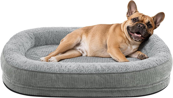JOEJOY Orthopedic Dog Beds Large Sized Dog, XL Egg-Crate Memory Foam Pet Couch Bed with Bolster Sides, Waterproof Lining, Removable Washable Cover & Non-Slip Bottom, Grey19