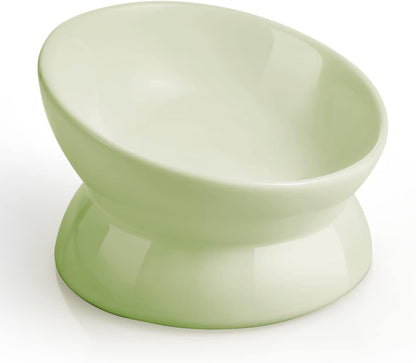 Loejan Elevated Cat Food Bowl, 5 Oz Ceramic Raised and Tilted Water Bowl, anti Vomiting and Protect Pets' Spines Dishes for Small Dog, Fat Faced Cat, Kitten (White, 1 Pack)11