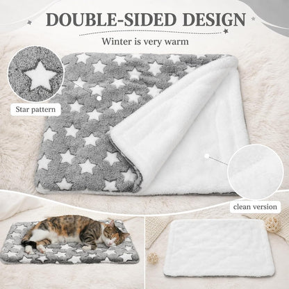 4 Pcs Dog Bed Mat, Comfortable Soft Pad for Pets Reversible Crate | Pads Dog Crate Bed Washable Cute Star Pet Beds for Cage Portable Soft Kennel Mat for Outdoor Sleeping Small Dogs Cat Sleeping4