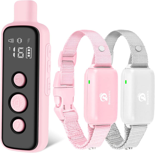 Bousnic Dog Shock Collar for 2 Dogs - (8-120Lbs) Waterproof Rechargeable Electric Dog Training Collar with Remote for Small Medium Large Dogs with Beep Vibration Safe Shock Modes(Grey)10
