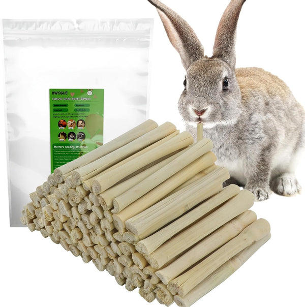 BWOGUE 100G Pet Snacks, Bamboo Chews for Rabbits, Sweet Bamboo Chew Sticks | About10-14 Sticks, 3.94 in Bamboo Sticks for Rabbits, Rabbit Chew Toys, Squirrels, Guinea Pigs, Chinchillas & Hamsters9
