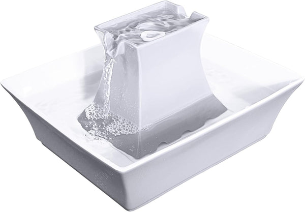 Petsafe Drinkwell Pagoda Fountain, Filters Included, 70 Oz Ceramic, White | 2 Free-Falling Water Streams Encourage Hydration, Pet Fountain for Cats & Small Dogs, Replaceable Carbon & Foam Filters1