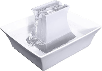 Petsafe Drinkwell Pagoda Fountain, Filters Included, 70 Oz Ceramic, White | 2 Free-Falling Water Streams Encourage Hydration, Pet Fountain for Cats & Small Dogs, Replaceable Carbon & Foam Filters1
