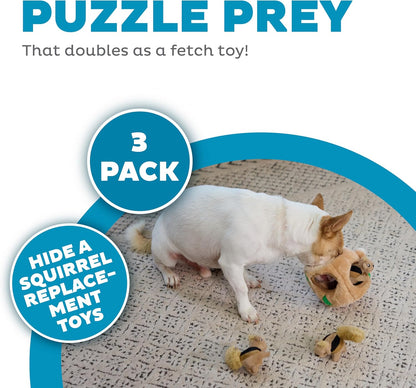 Outward Hound Squeakin’ Squirrels – 3‑Pack Plush Squeaky Dog Toys for Puppies, Small Dogs & Hide-A-Squirrel Replacements2