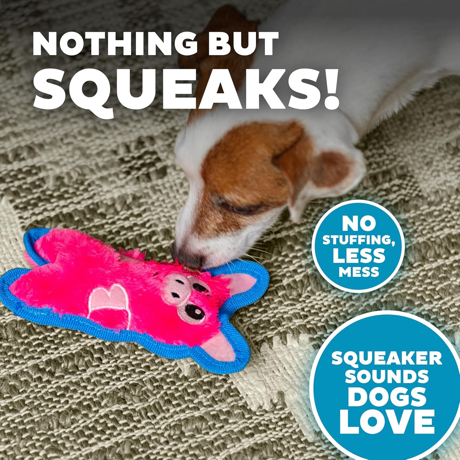 outward-hound-durablez-minis-squeaky-plush-dog-toy-no-stuffing-for-less-mess-interactive-tough-jumbo-squeaker-puppies-small-dogs-pig-6-8