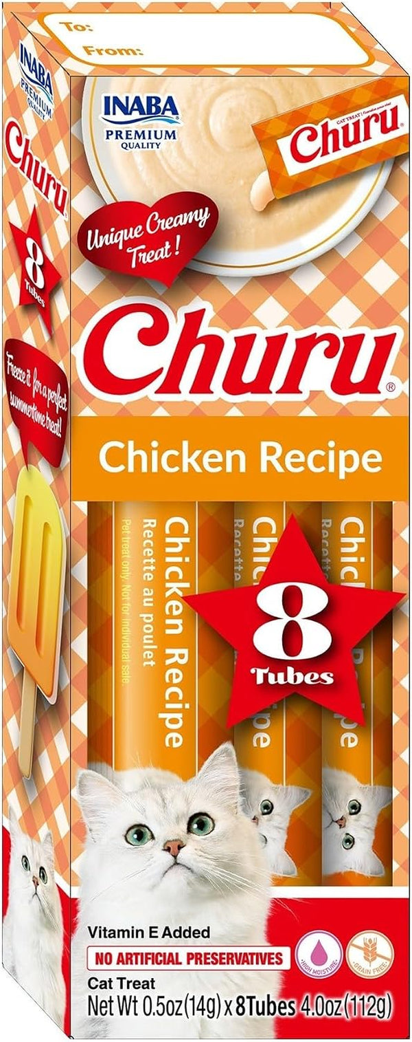 INABA Churu Lickable Purée Natural Cat Treats Gift Box - Chicken Recipe, 8 Tube Gift Box1