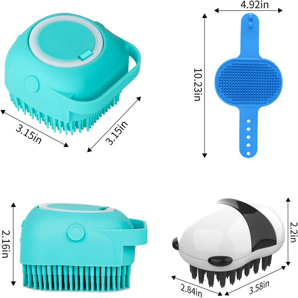 Comotech 3-In-1 Dog Grooming Brush | Adjustable Handle Shampoo Brush & Scrubber for Short & Long Haired Dogs & Cats (Blue Blue White)6