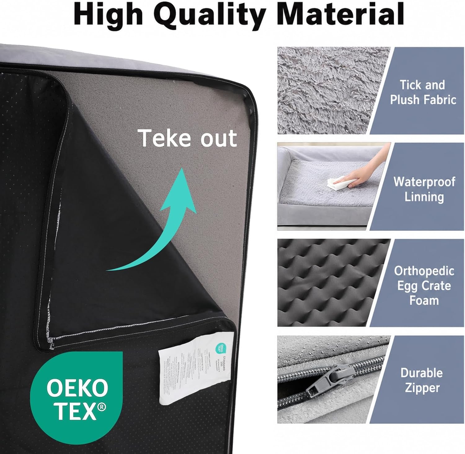 western-home-orthopedic-xl-dog-bed-extra-large-washable-dog-couch-42in-removable-cover-waterproof-liner-3-sided-bolster-for-neck-support-anti-slip-bottom-oeko-tex-certified-grey-up-to-85-lbs