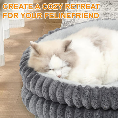 Cat Beds for Indoor Cats,Washable round Donut Dog Bed(Grey,S) | Cute Fluffy Puppy Dogs Beds for Small Dogs Cat Bed with Anti-Slip Bottom,Round Dog Cat Beds for Indoor Cats4
